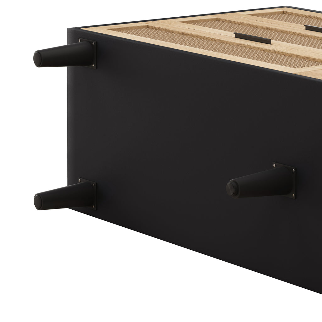 black 51″ Black Rattan 6‑Drawer Storage Cabinet - close-up of rattan texture and finish