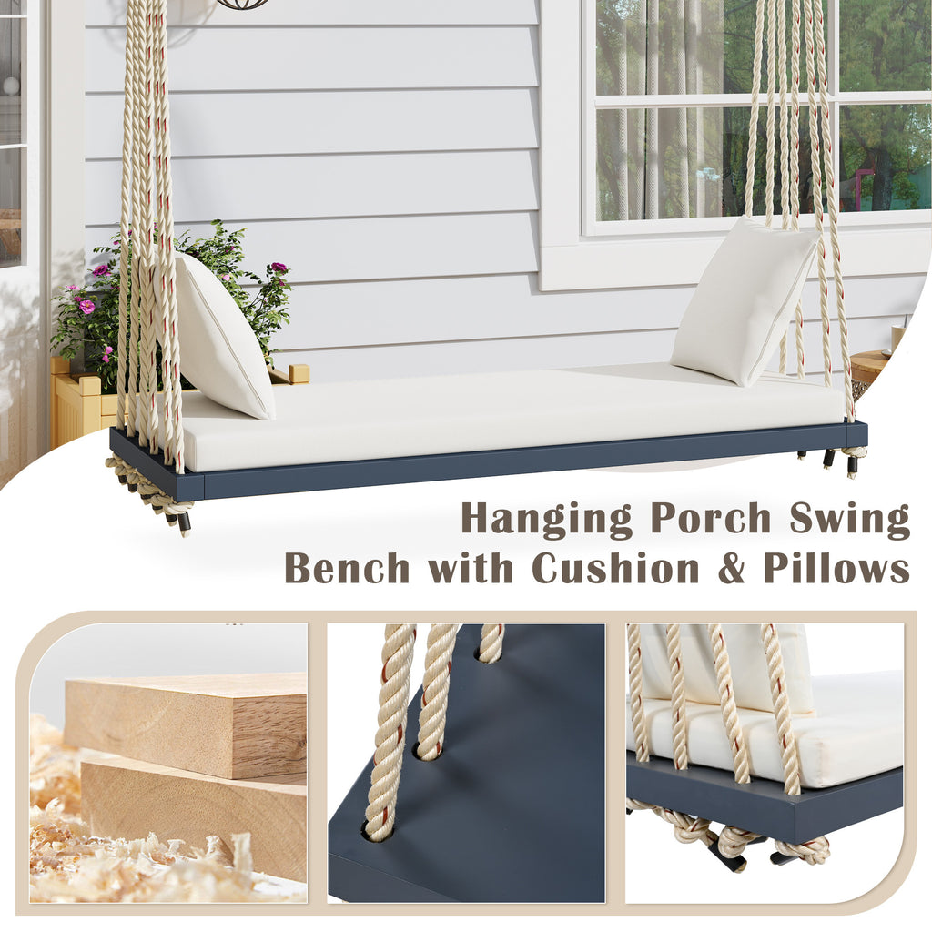 Patio Wooden Swing Chair - angle view showing design details