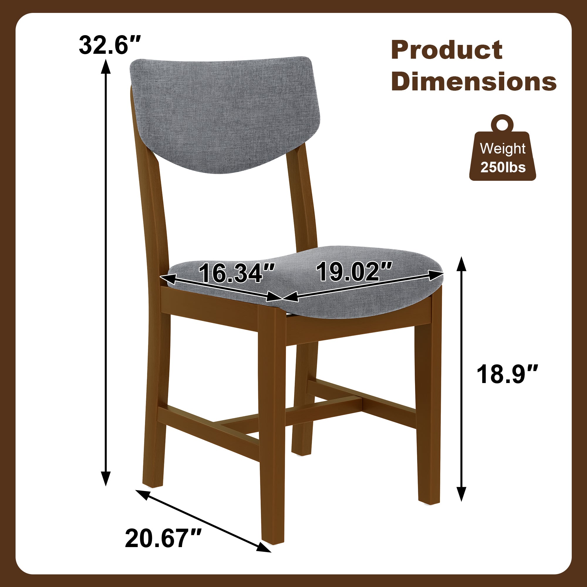 walnut Rustic 5‑Piece Walnut Dining Set - dimensions and size perspective
