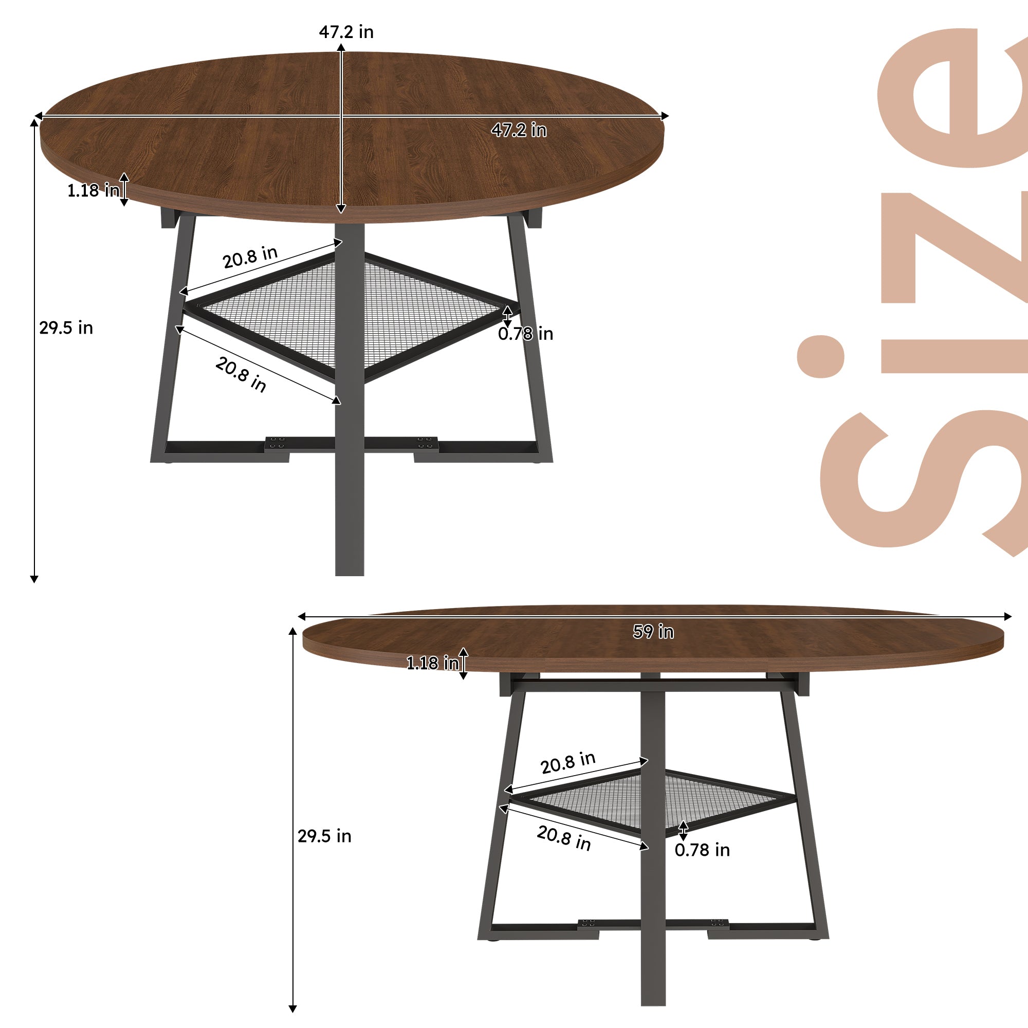 47 Inch Extendable Round Dining Table for 4-8 with Storage - product image 11