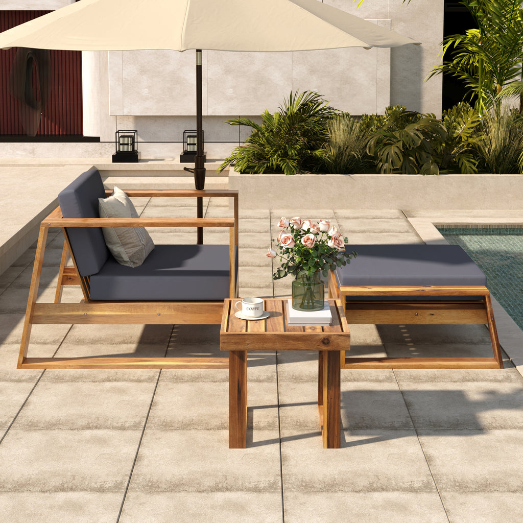 Acacia Wood Outdoor Lounge Set - close-up of wood texture and finish