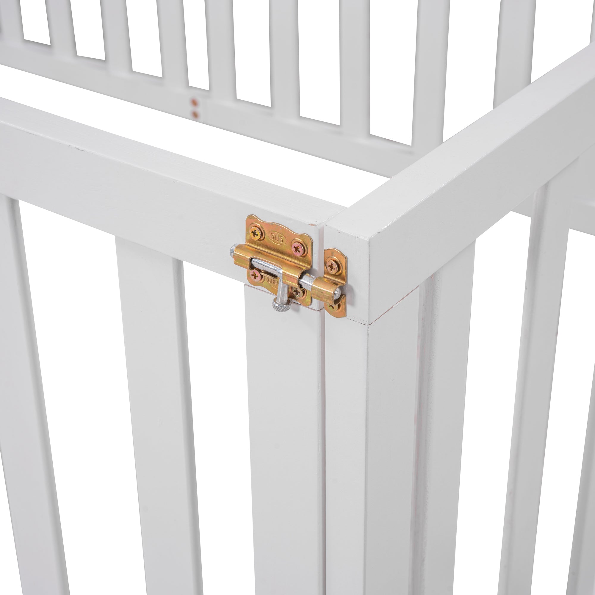 Twin Wood Floor Bed Frame with Fence and Door - View 6