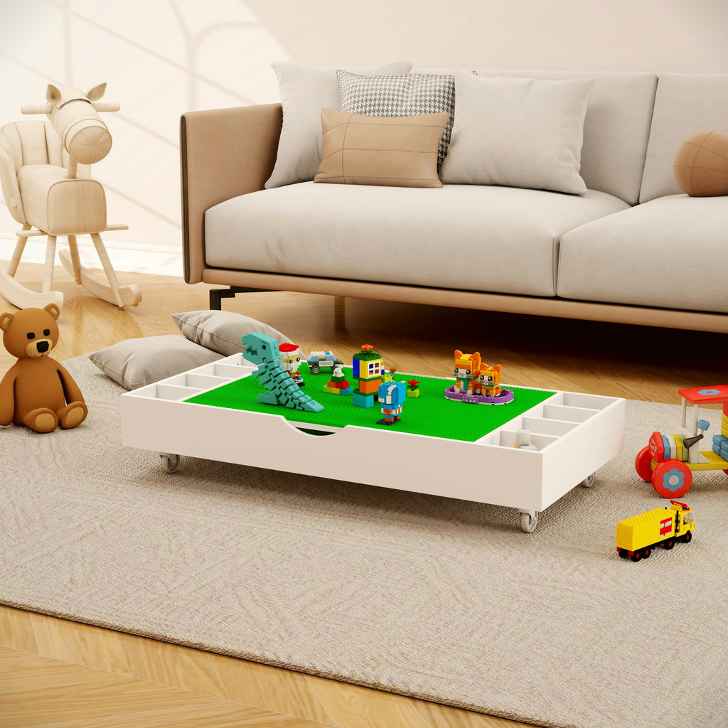 2-in-1 Rollaway Play Table & Toy Organizer