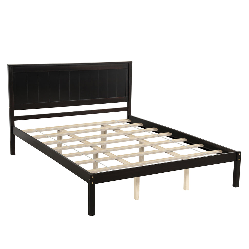 Espresso Platform Bed Frame with Headboard, Queen - View 5