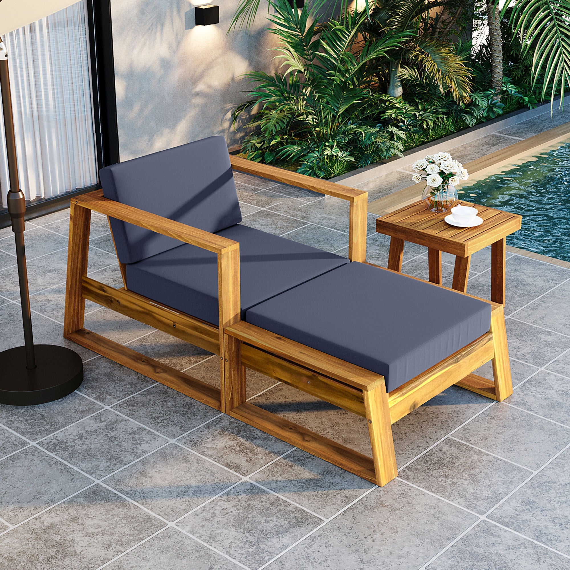 Acacia Wood Outdoor Lounge Set
