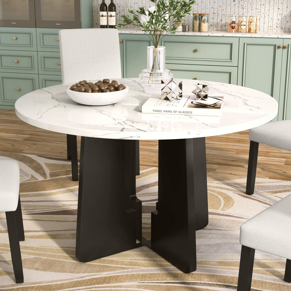 43″ Faux Marble Round Dining Table