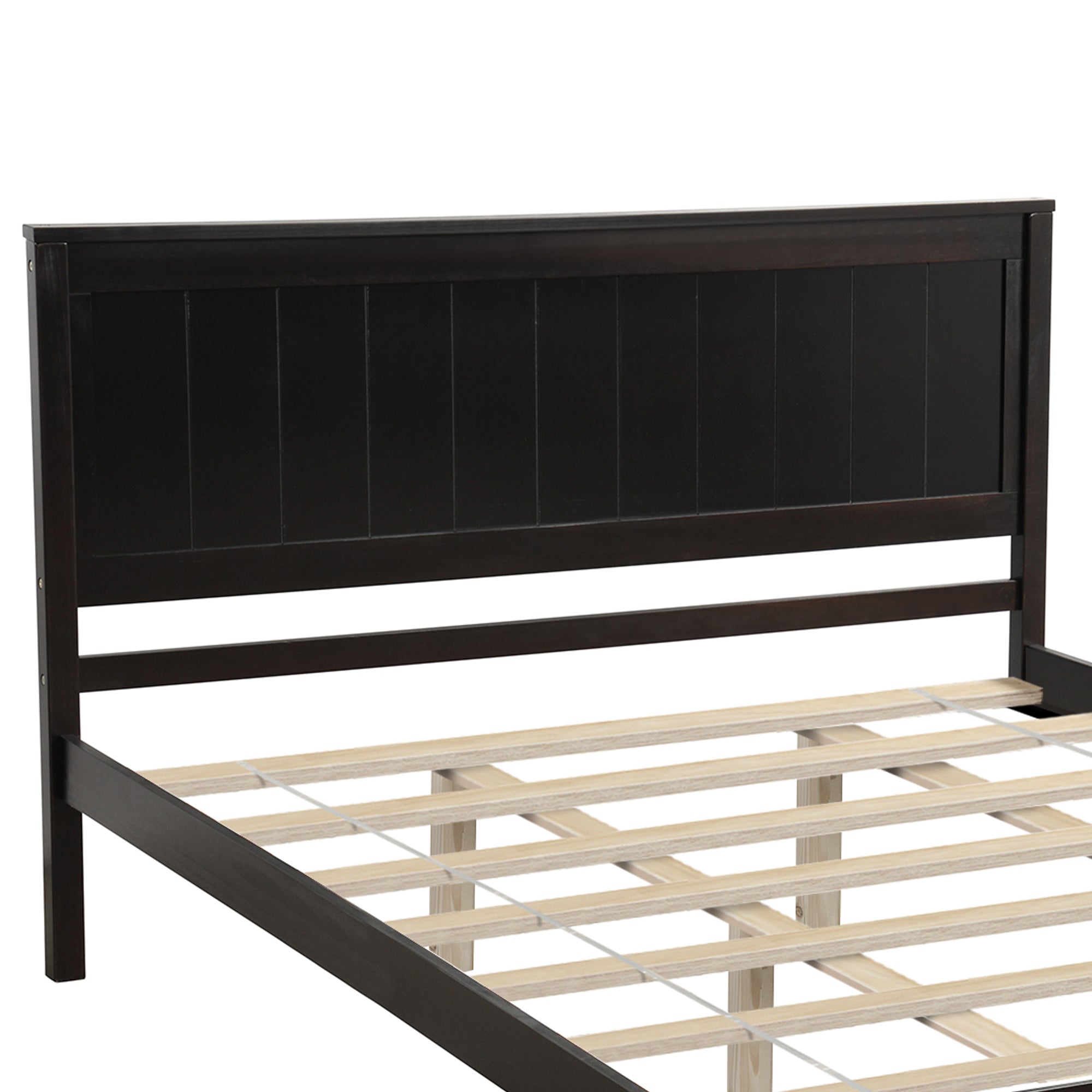 Espresso Platform Bed Frame with Headboard, Queen - View 3