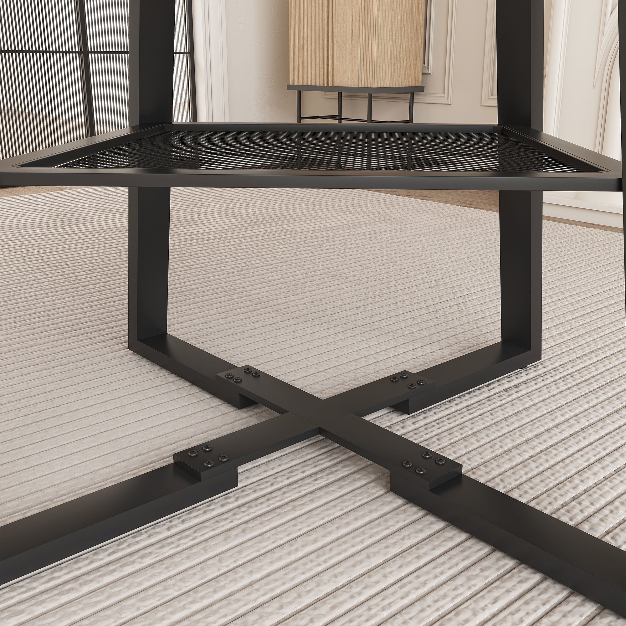 47 Inch Extendable Round Dining Table for 4-8 with Storage - styled room setting view