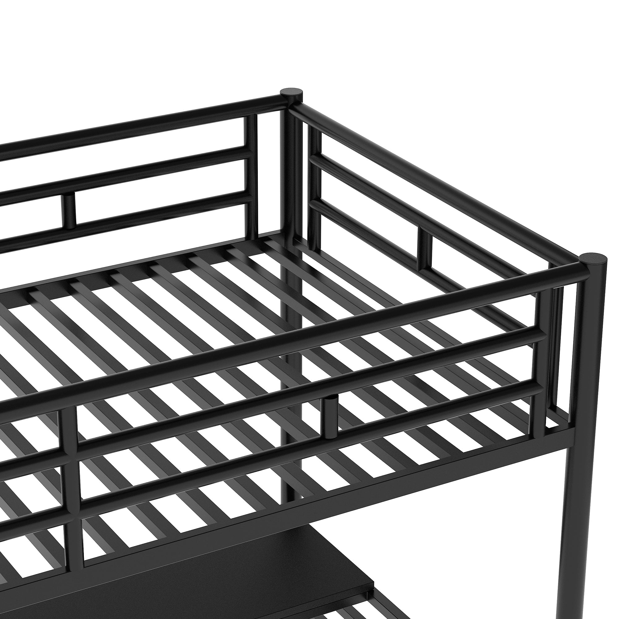 Metal Loft Bed Frame with Desk, Twin, Black - View 12