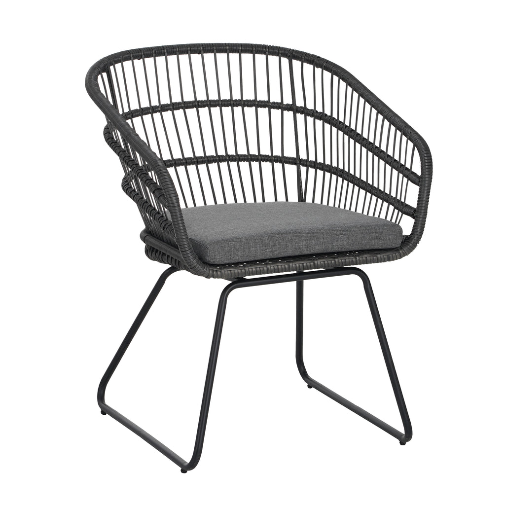 gray Terry Outdoor Chair with Cushions - angle view showing design details