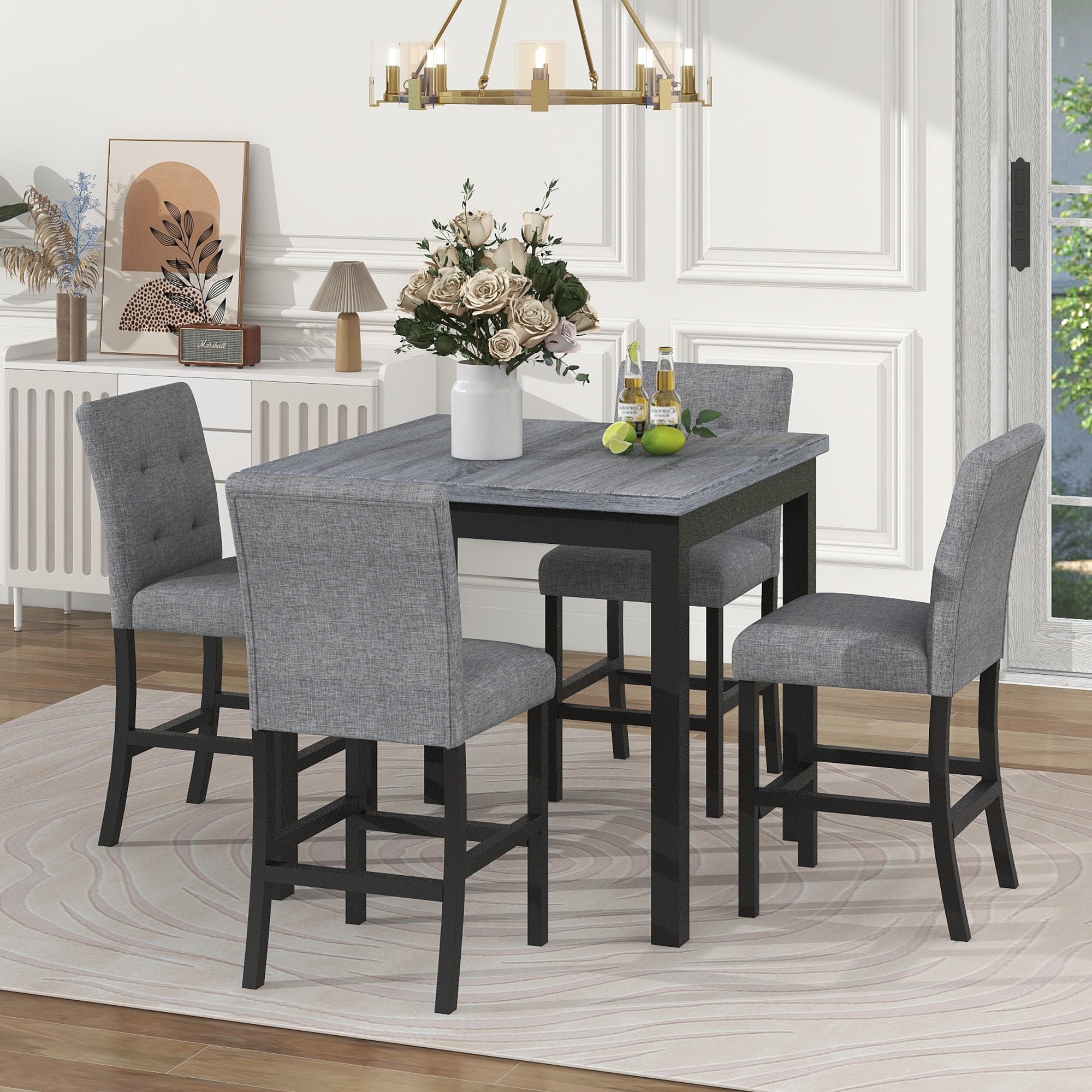 5‑Piece Counter‑Height Dining Set – Black