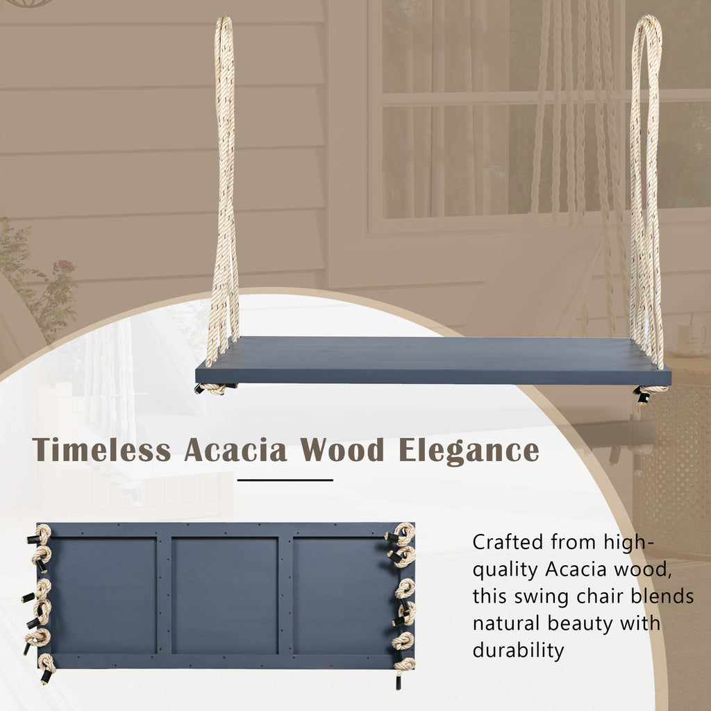 Patio Wooden Swing Chair - side profile in outdoor space setting