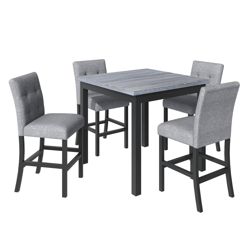 black 5‑Piece Counter‑Height Dining Set – Black - back view showing full design