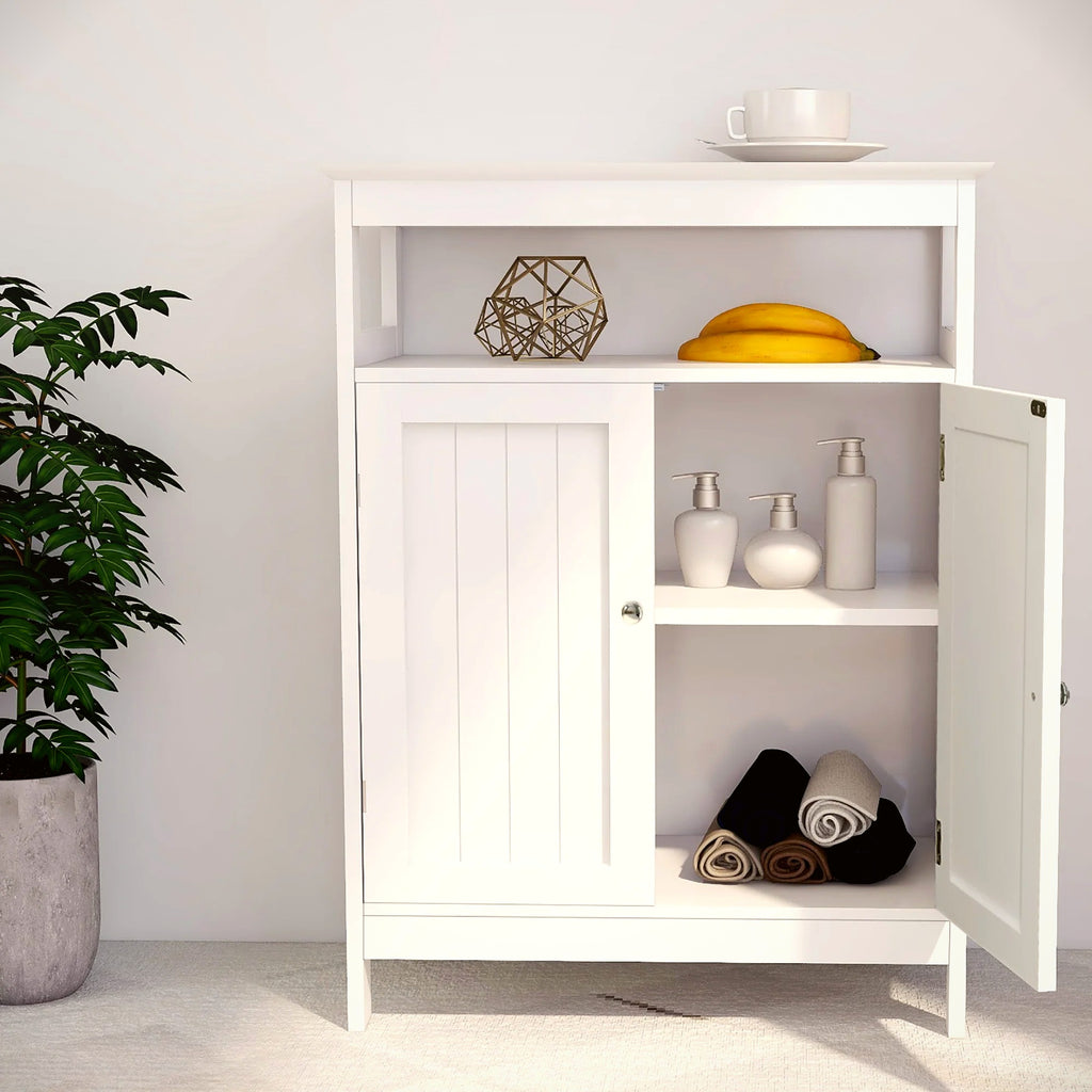 Bathroom Storage Cabinet with Shutter Doors, White