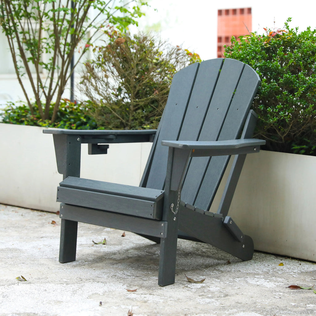 Folding Adirondack Chair with Dual Cup Holder - front view in modern living room