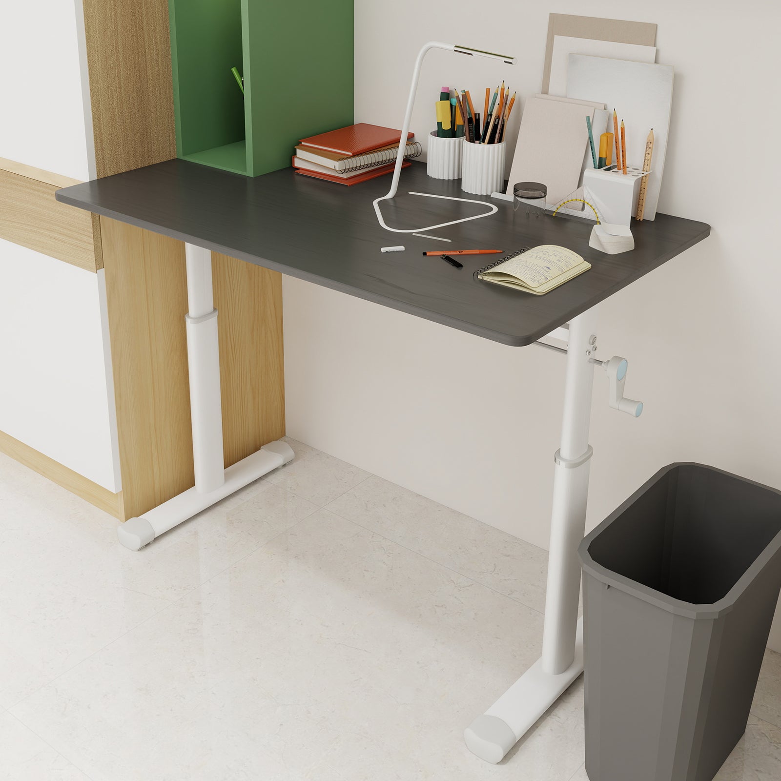 Height‑Adjustable Study Desk (White & Gray)