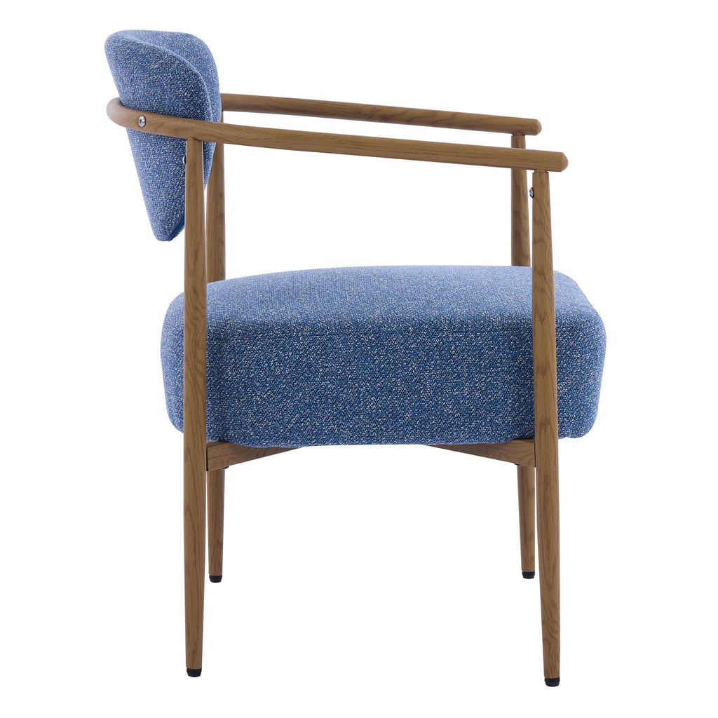 blue Blue Fabric Dining Chair with Wood‑Grain Metal Frame - dimensions and size perspective