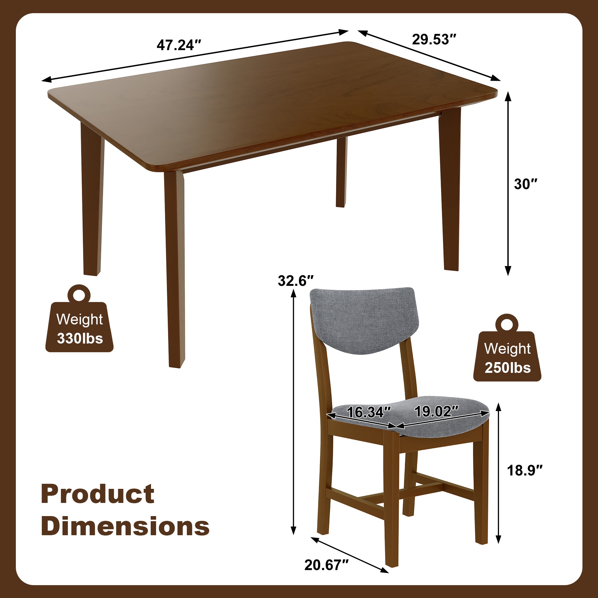 walnut Rustic 5‑Piece Walnut Dining Set - product image 11
