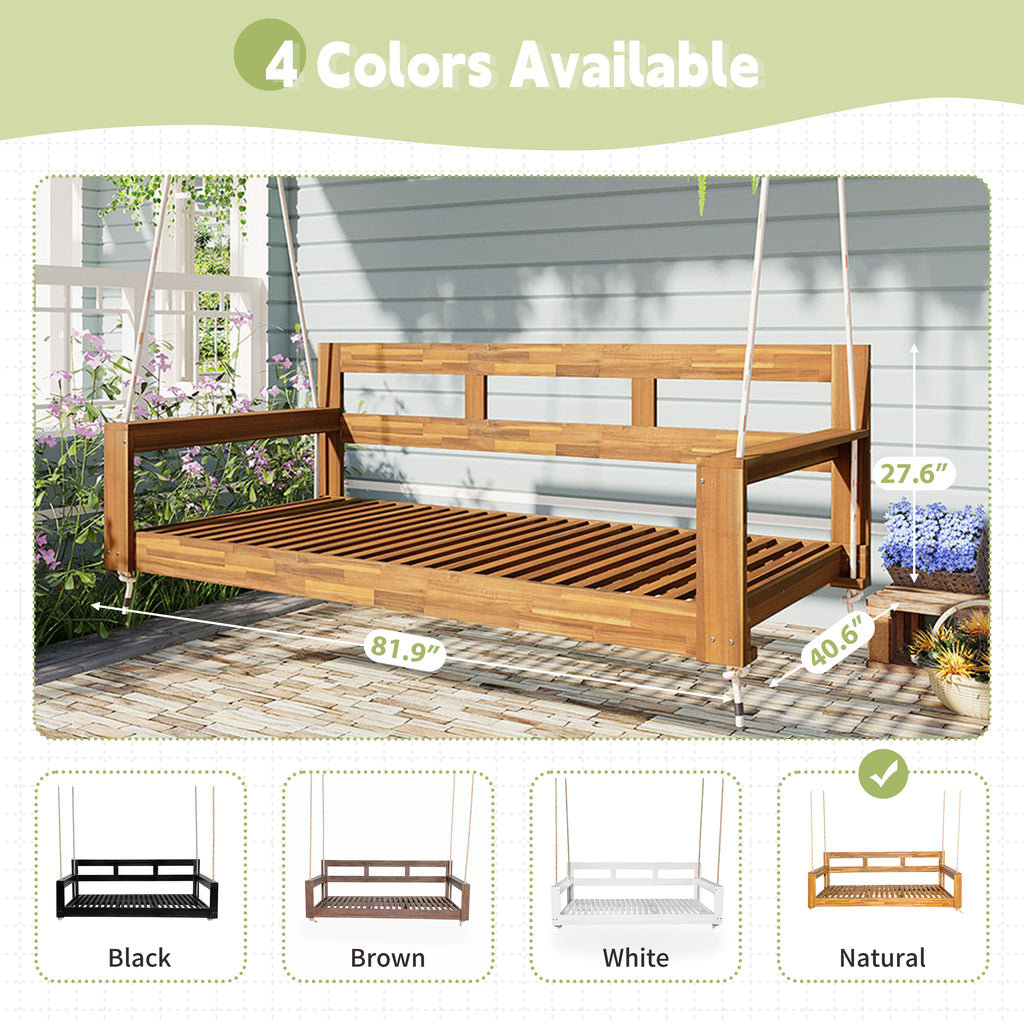 natural Patio Wooden Twin Size Porch Swing Daybed Frame - detail view of construction quality