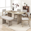 Natural 6‑Piece Dining Set with Bench