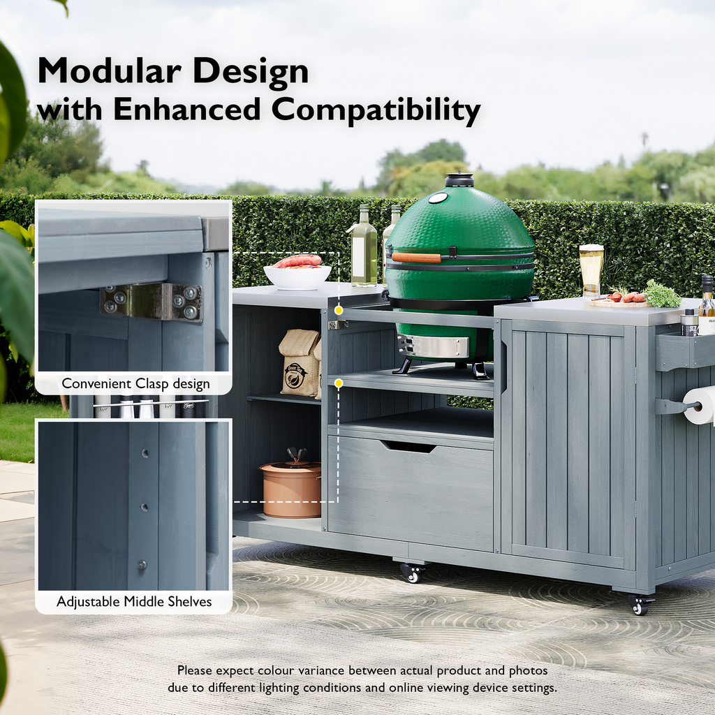 green Outdoor Kitchen Island for Big Green Egg Grills - detail view of construction quality