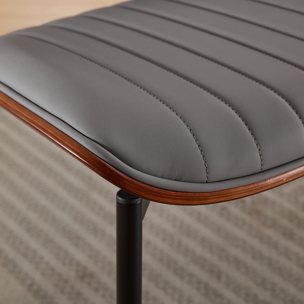 gray Mid Century Modern Dining Chairs Set of 2 - close-up of material texture and finish