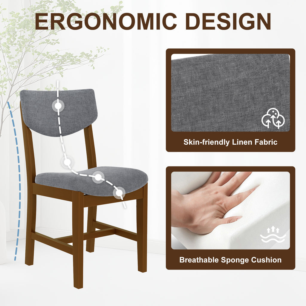 walnut Rustic 5‑Piece Walnut Dining Set - back view showing full design