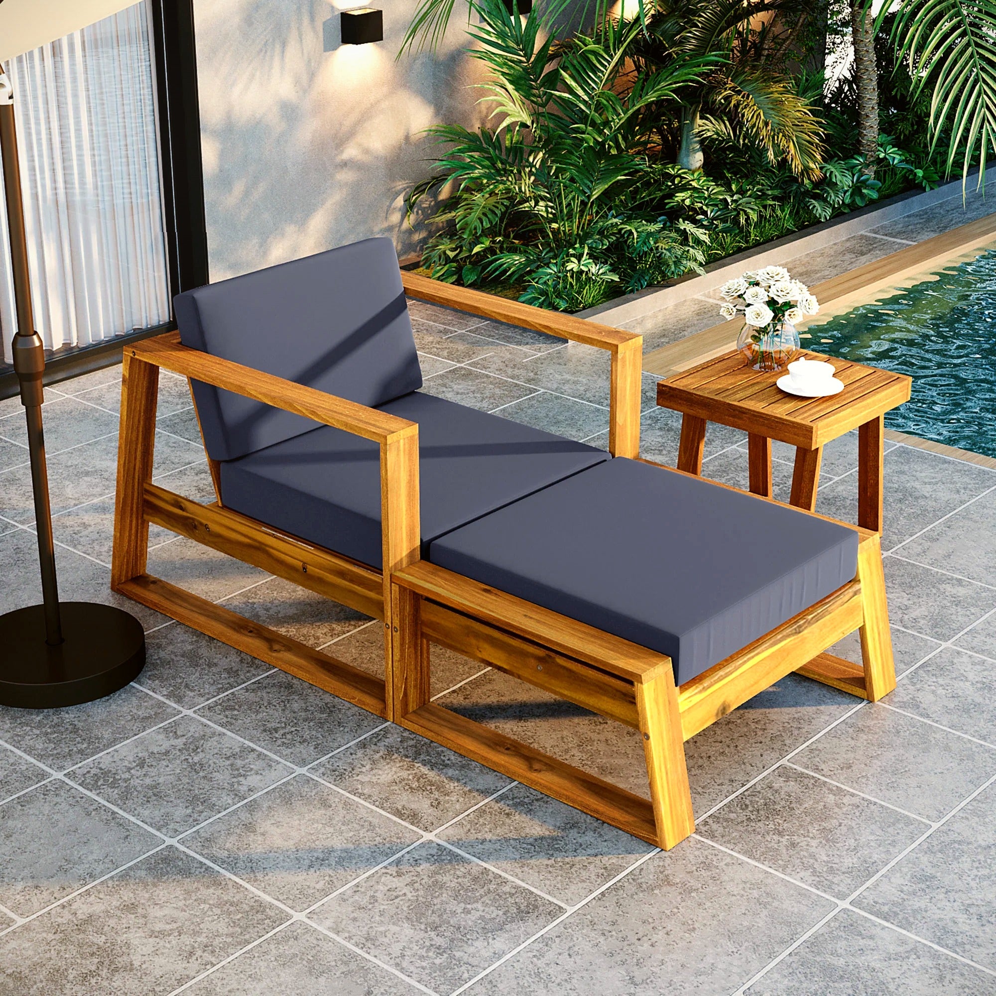Acacia Wood Outdoor Lounge Set