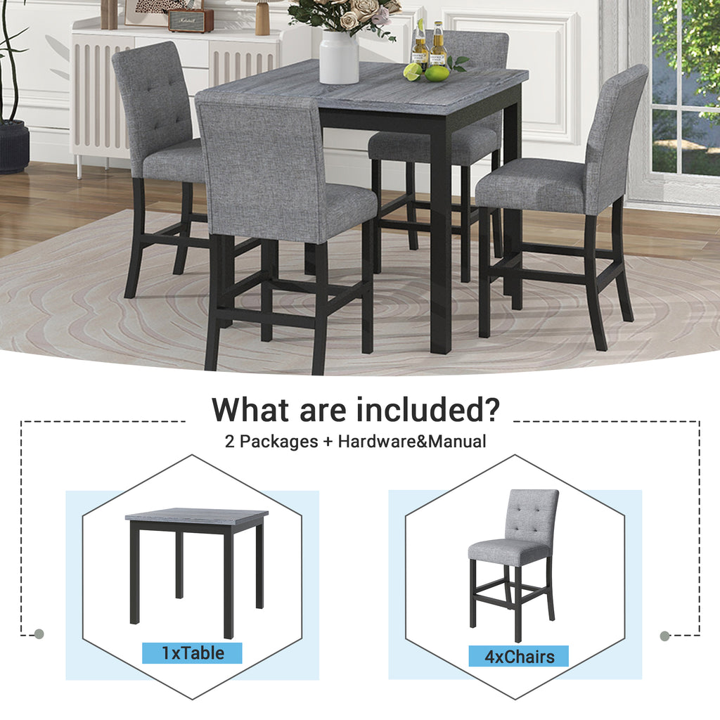 black 5‑Piece Counter‑Height Dining Set – Black - lifestyle shot in styled dining room
