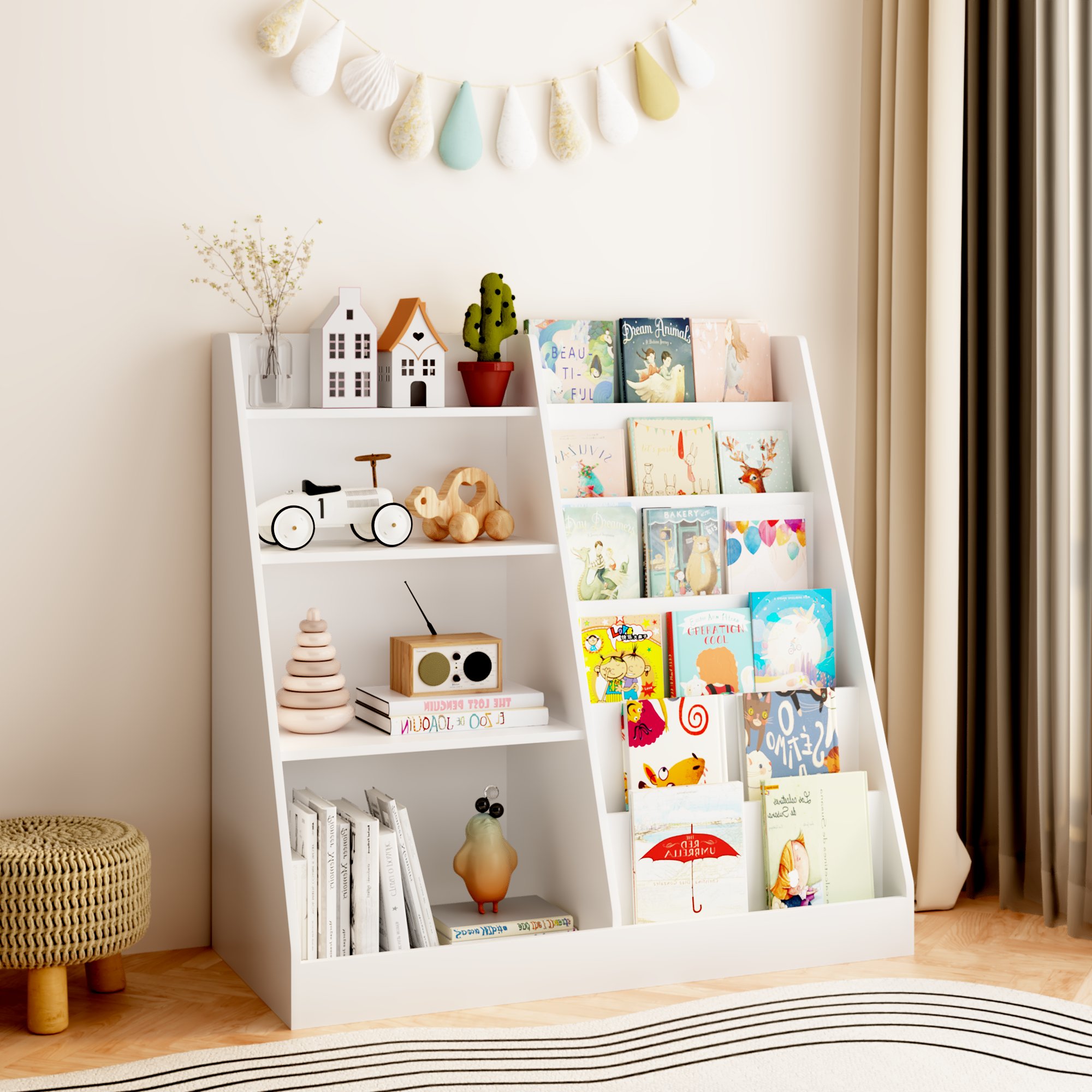 4‑Tier Kids Bookshelf & Toy Organizer