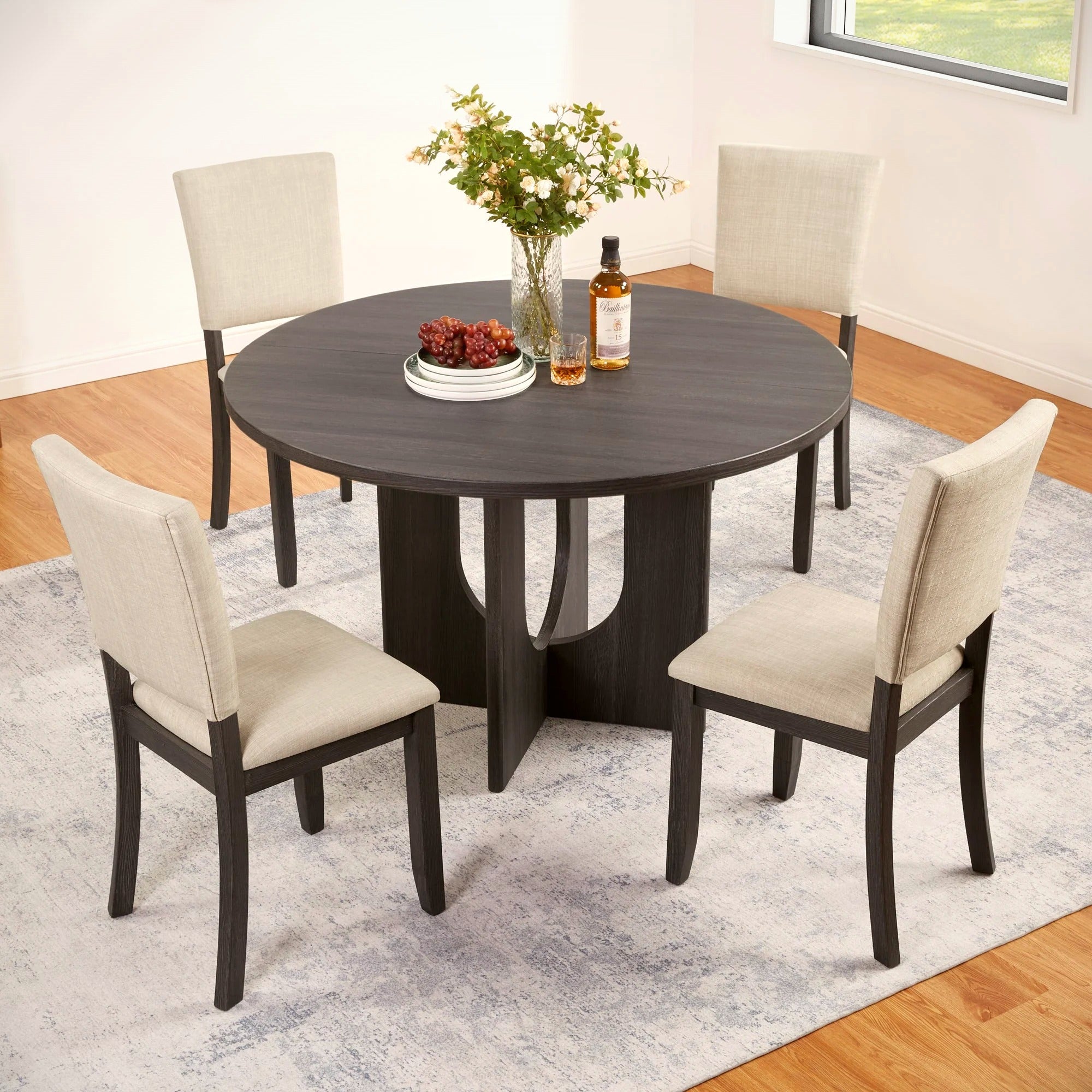 5-Piece Round Dining Set with 4 Chairs