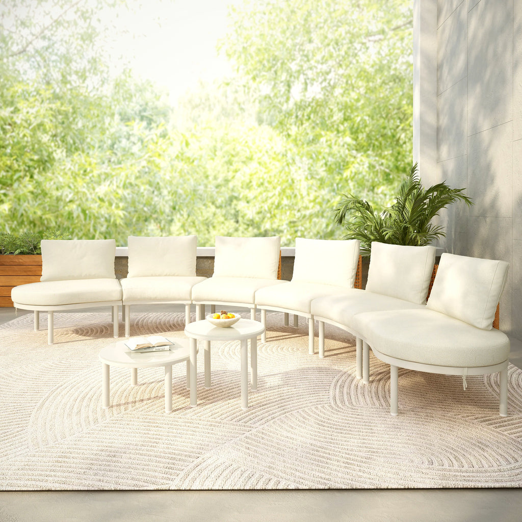 8-Piece Half Moon Patio Sectional Sofa Set