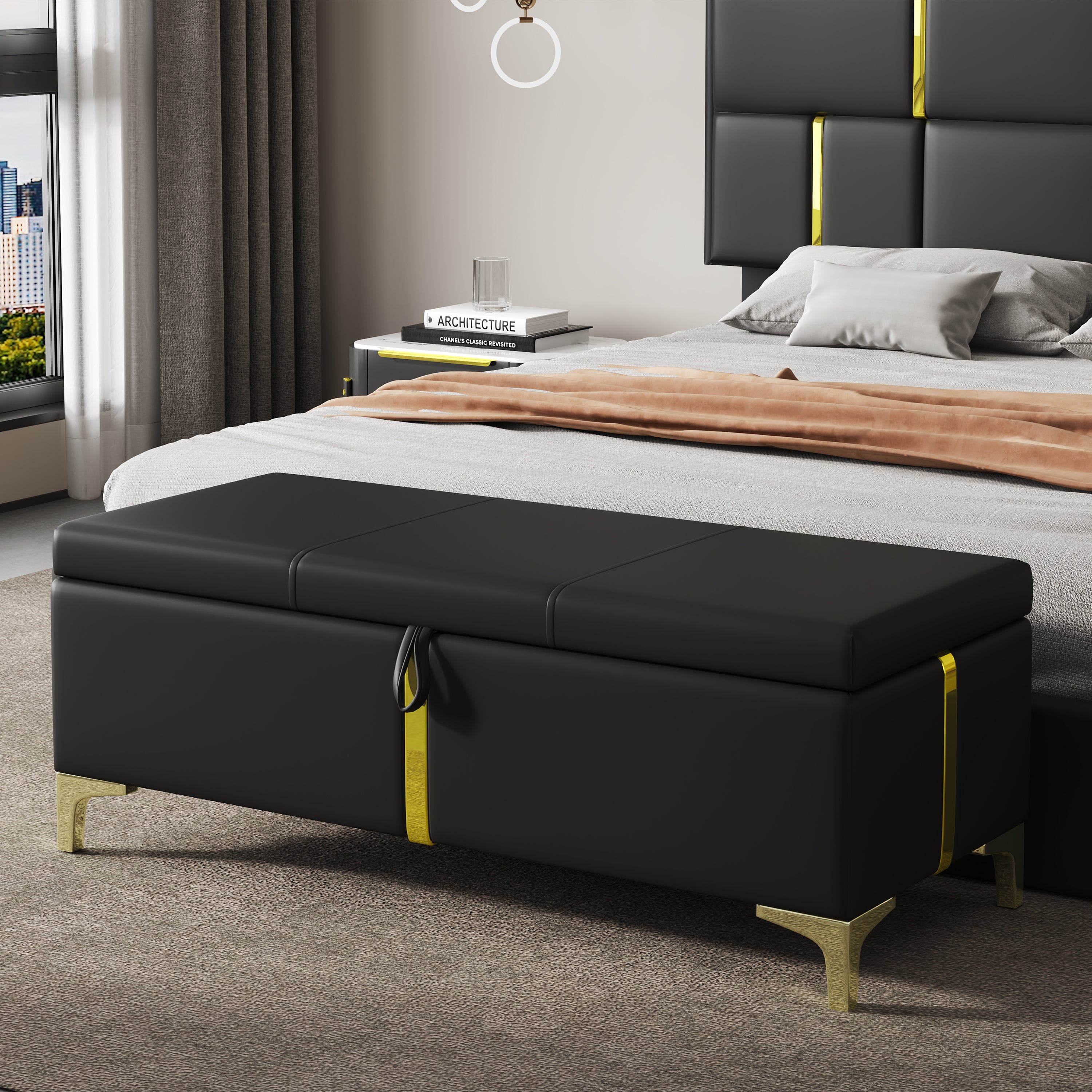 Elegant Upholstered Storage Ottoman