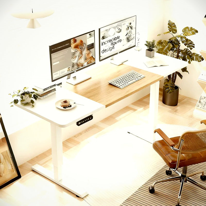 55″×24″ White & Oak Electric Standing Desk