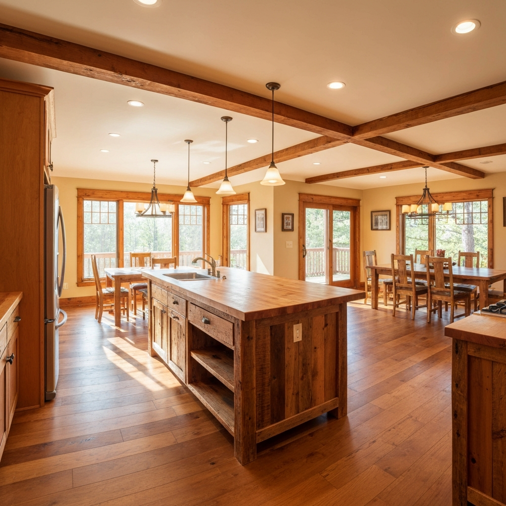 Solid Wood Rustic 45' Stationary Kitchen Island — lifestyle scene 1