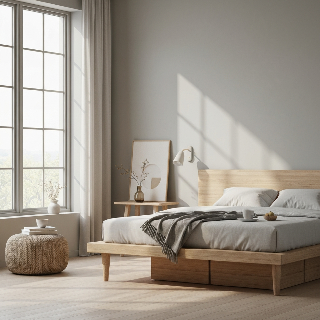 White Platform Bed Frame with Headboard, Full — lifestyle scene 3