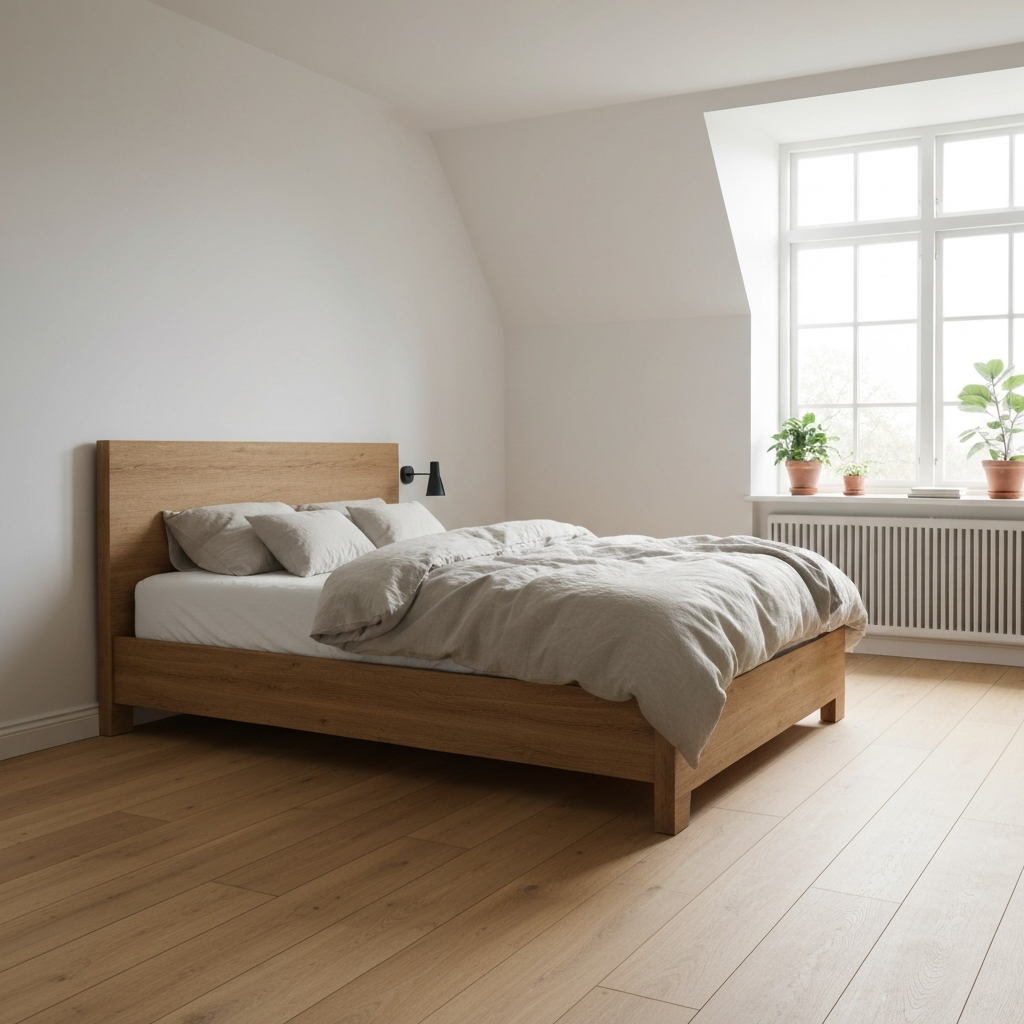 Espresso Platform Bed Frame with Headboard, Queen — lifestyle scene 1