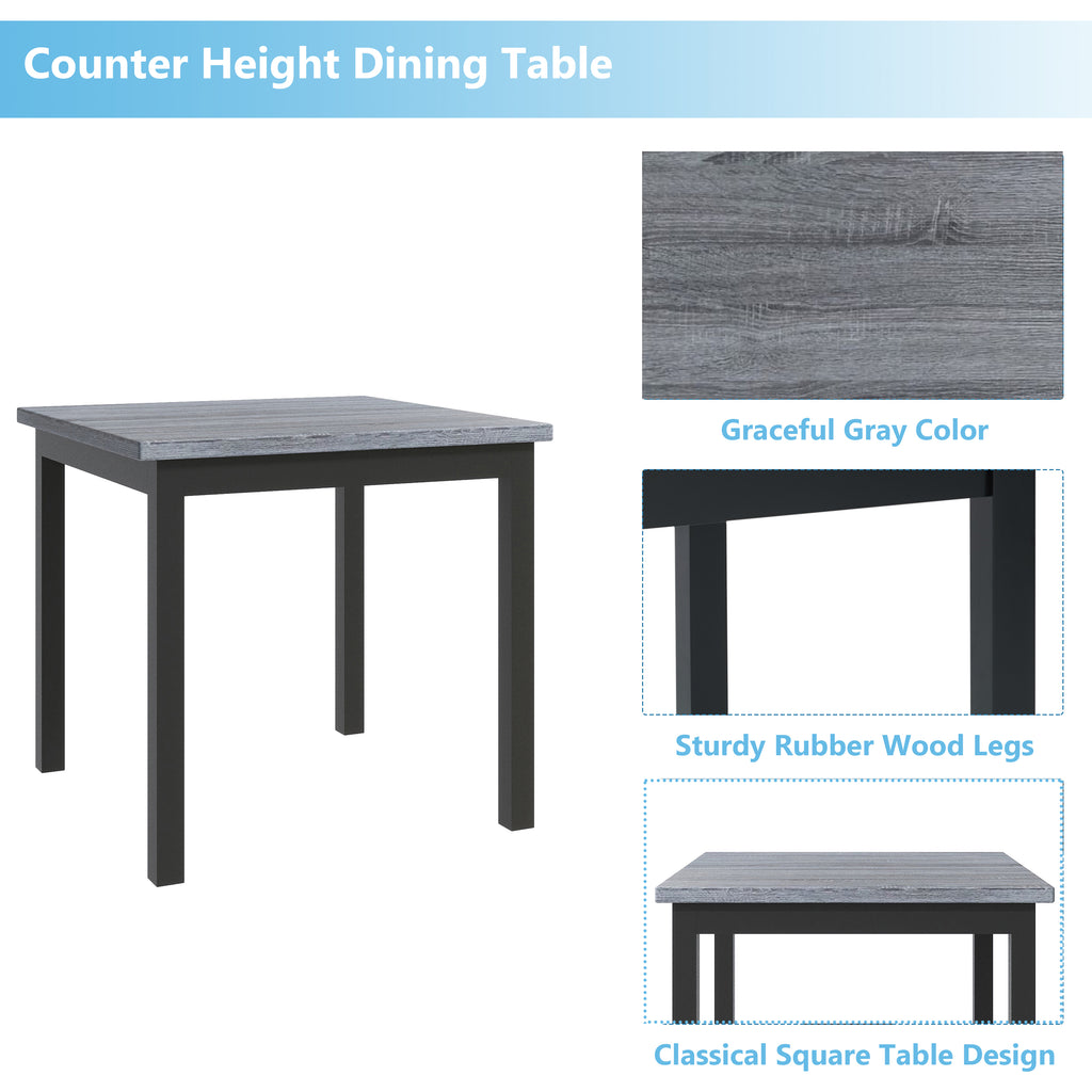 black 5‑Piece Counter‑Height Dining Set – Black - angle view showing design details