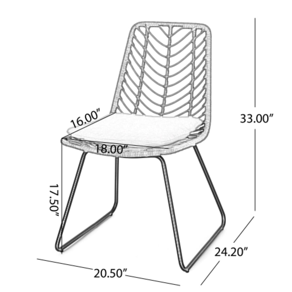 gray Deja Outdoor Chair with Cushions - angle view showing design details