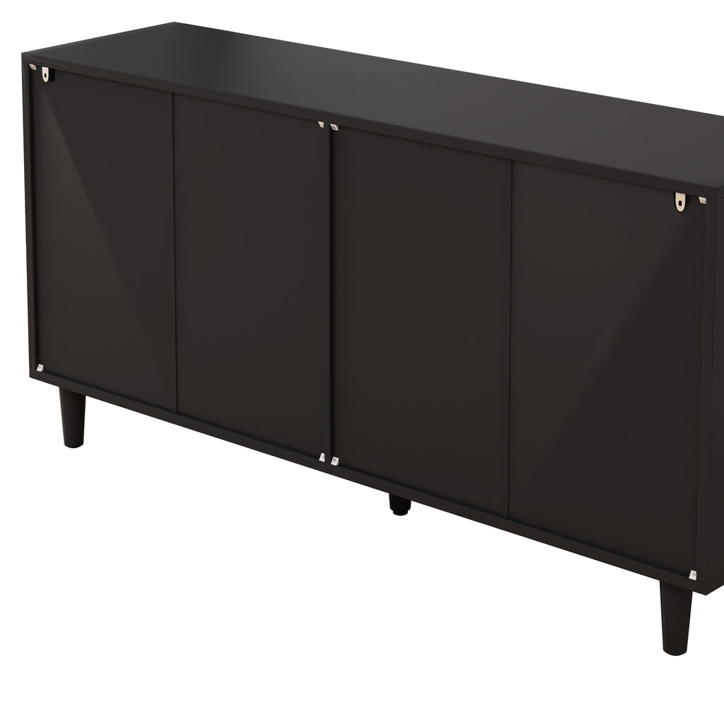 black 51″ Black Rattan 6‑Drawer Storage Cabinet - lifestyle shot in styled living room