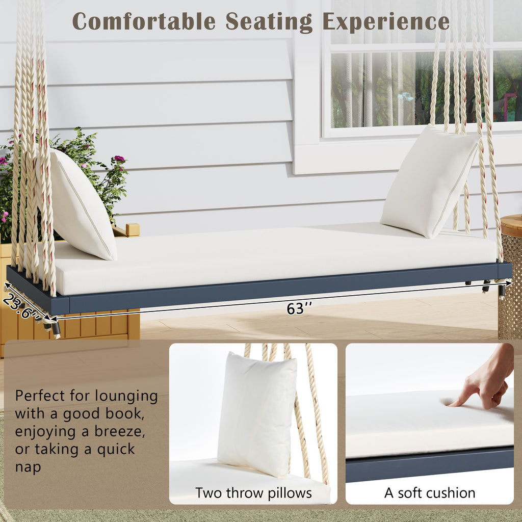 Patio Wooden Swing Chair - close-up of wood texture and finish