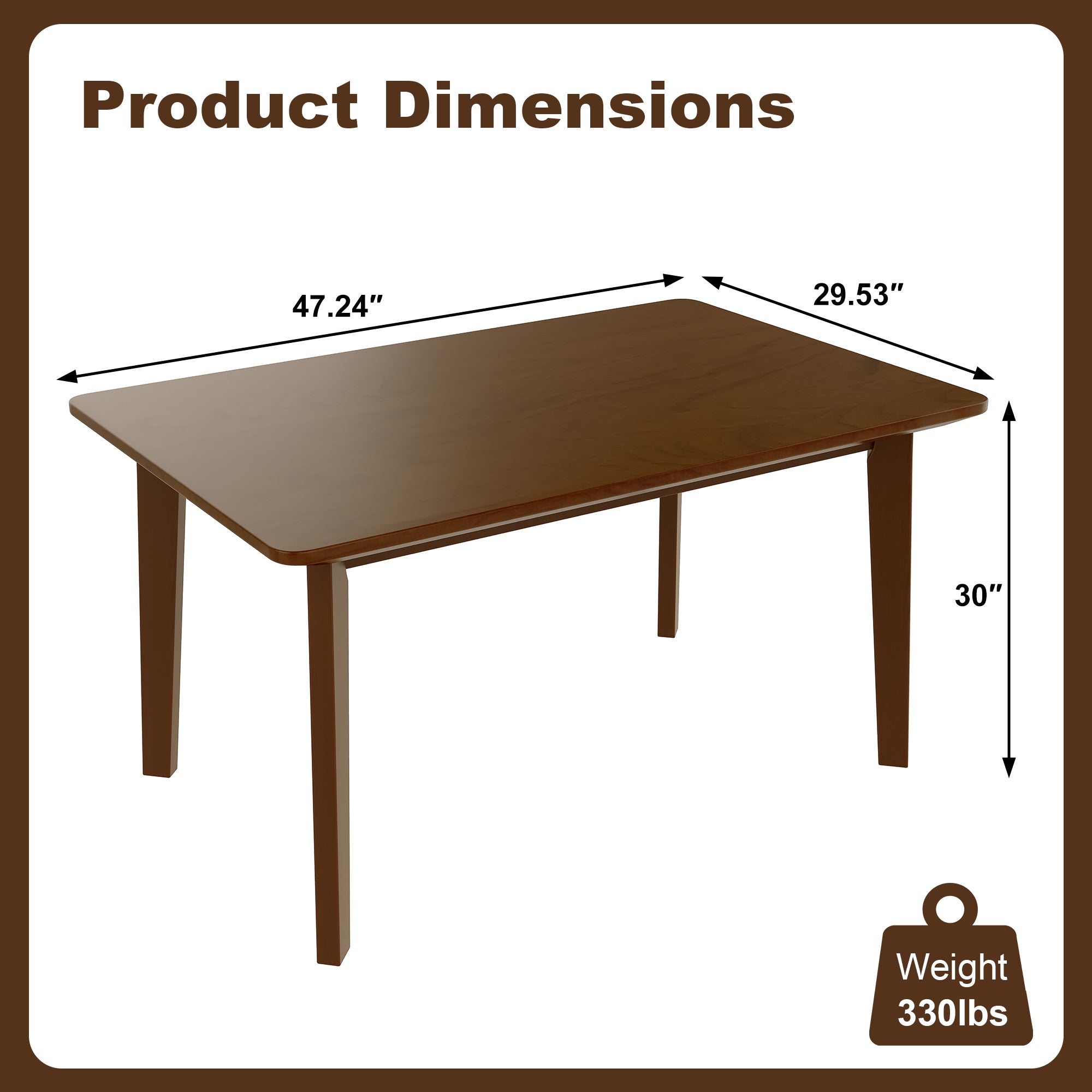 walnut Rustic 5‑Piece Walnut Dining Set - styled room setting view