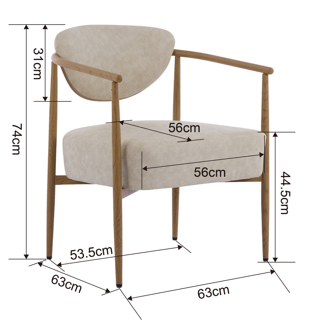 blue Blue Fabric Dining Chair with Wood‑Grain Metal Frame - styled room setting view