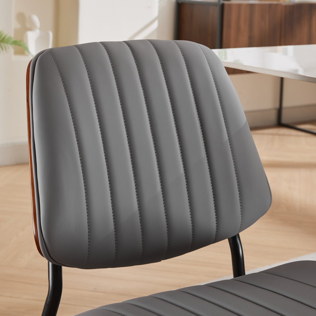 gray Mid Century Modern Dining Chairs Set of 2 - angle view showing design details