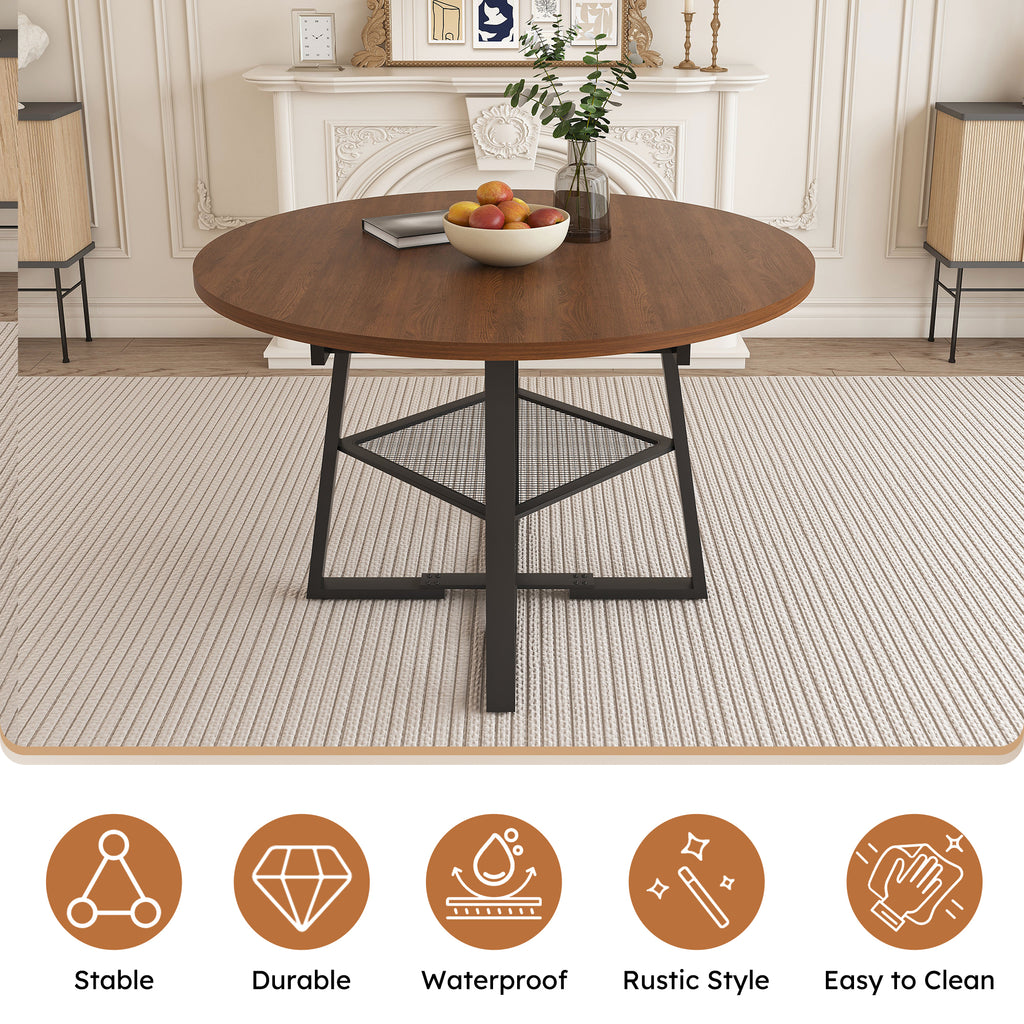 47 Inch Extendable Round Dining Table for 4-8 with Storage - close-up of material texture and finish