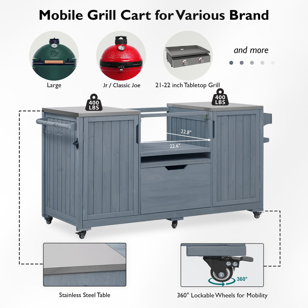 green Outdoor Kitchen Island for Big Green Egg Grills - lifestyle shot in styled outdoor space