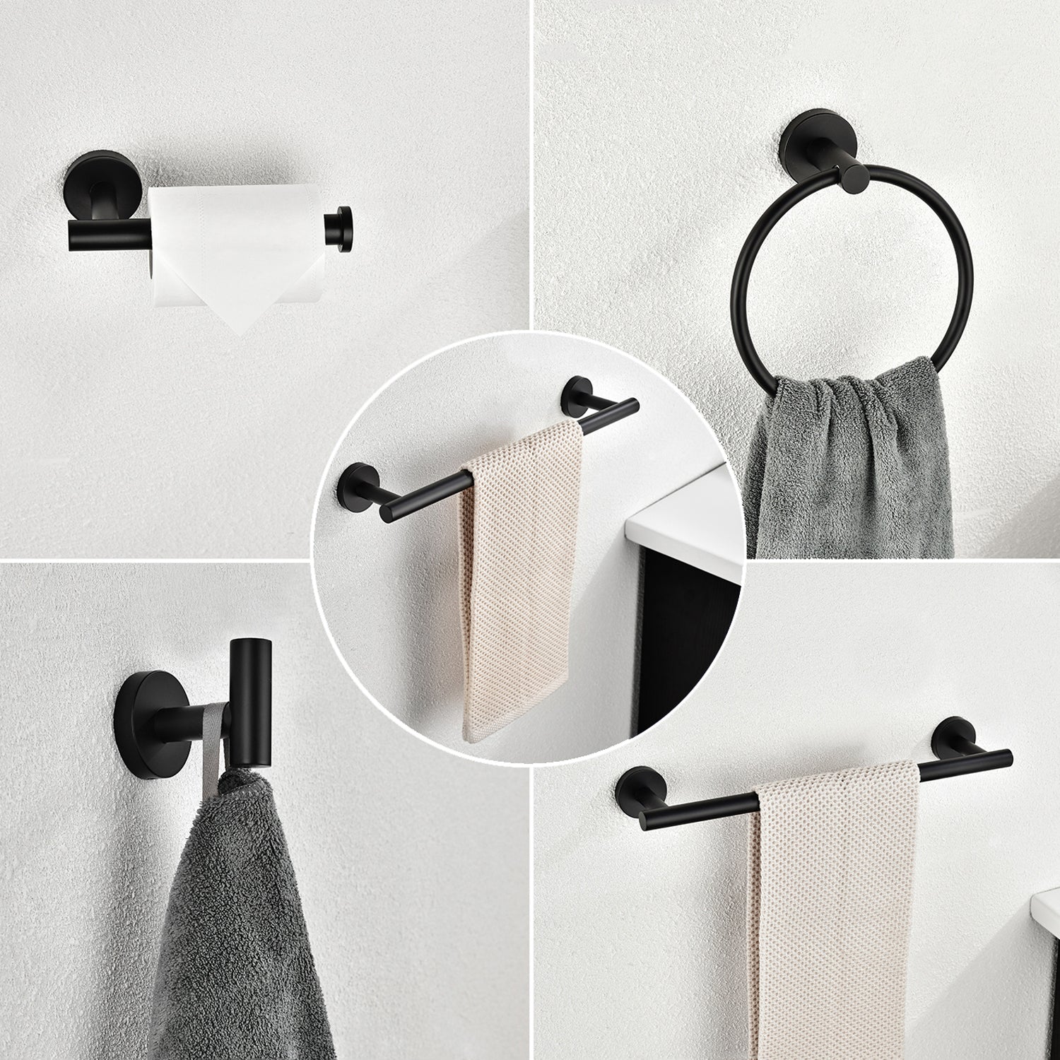 6 Piece Stainless Steel Bathroom Towel Rack Set - View 2