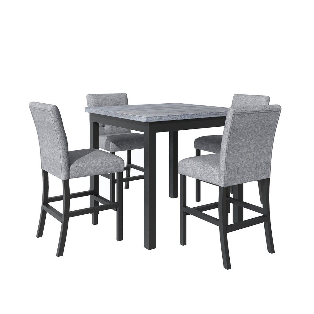 black 5‑Piece Counter‑Height Dining Set – Black - alternate angle in dining room