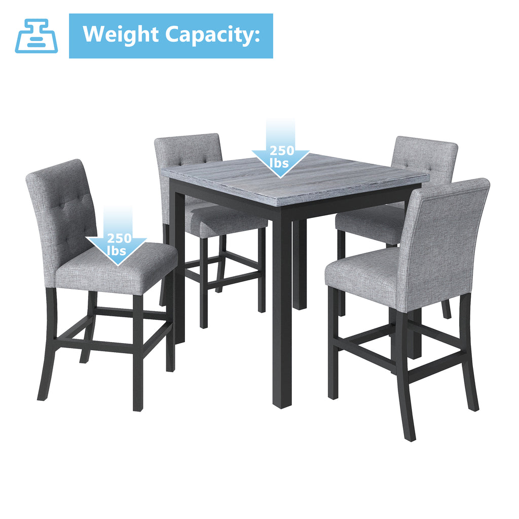 black 5‑Piece Counter‑Height Dining Set – Black - close-up of material texture and finish