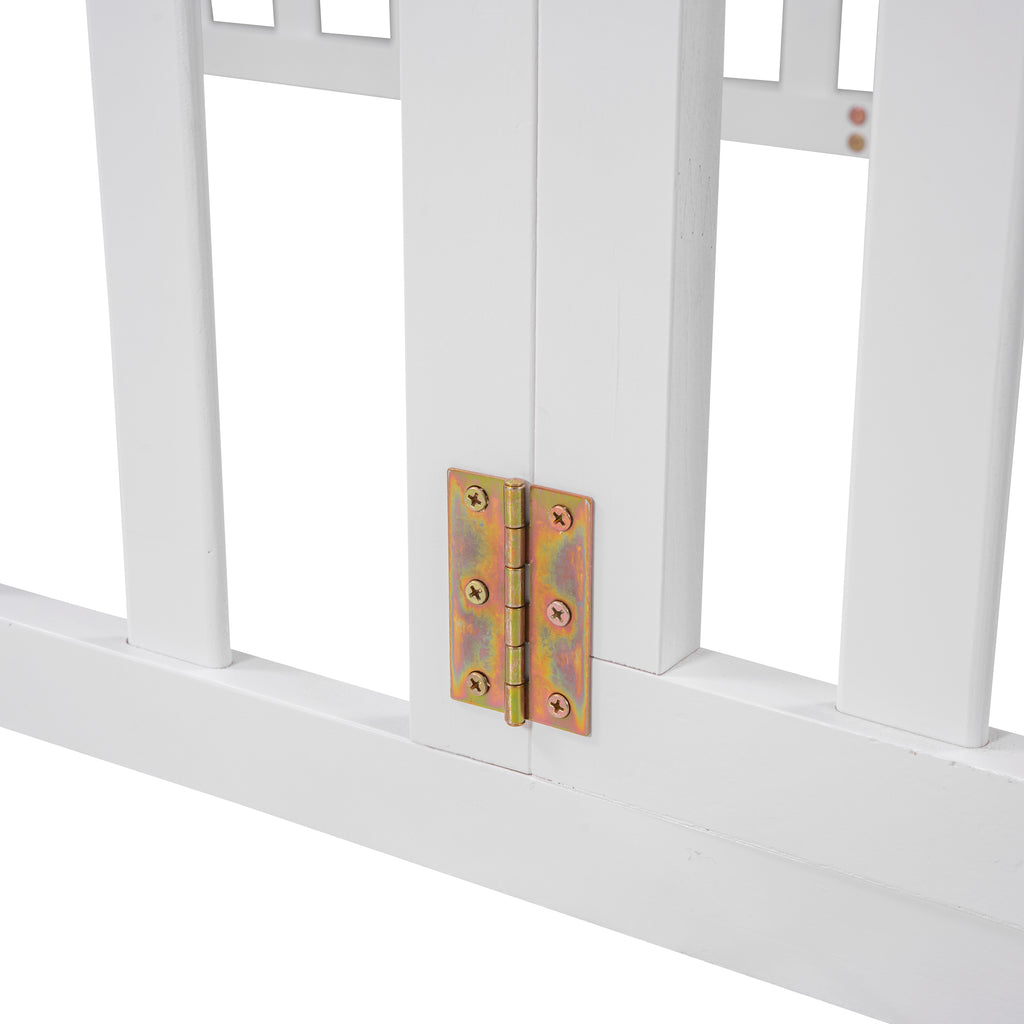 Twin Wood Floor Bed Frame with Fence and Door - View 5